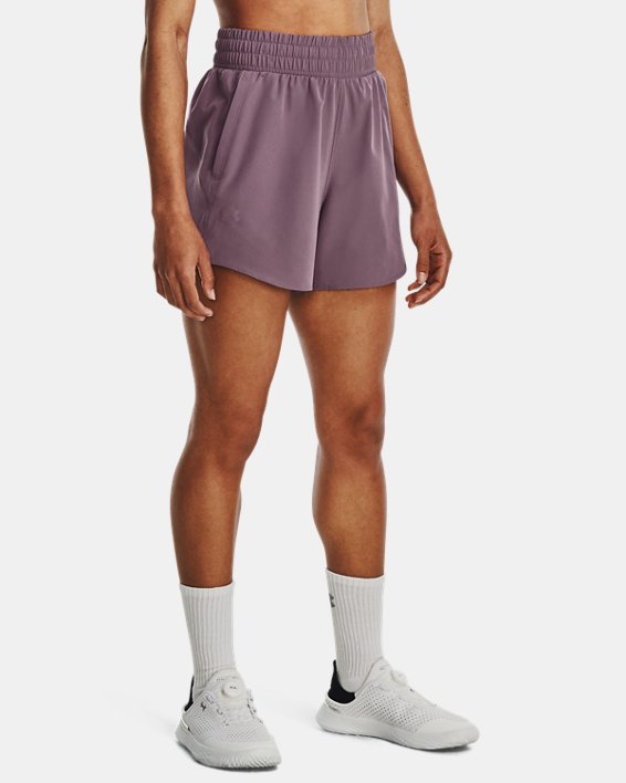 Shorts tejidos de 13 cm UA Flex para mujer, Purple, pdpMainDesktop image number 0